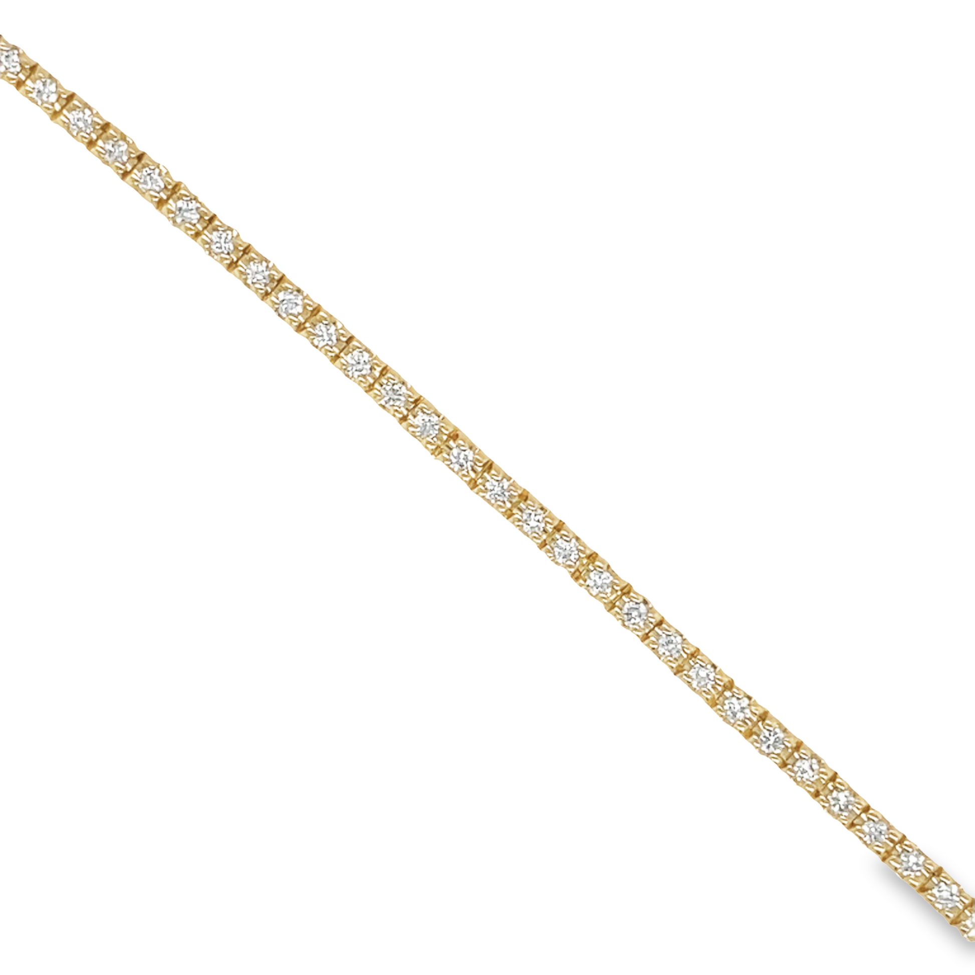Top view of Diamond Line Tennis Bracelet 1.00 cts set in Yellow Gold