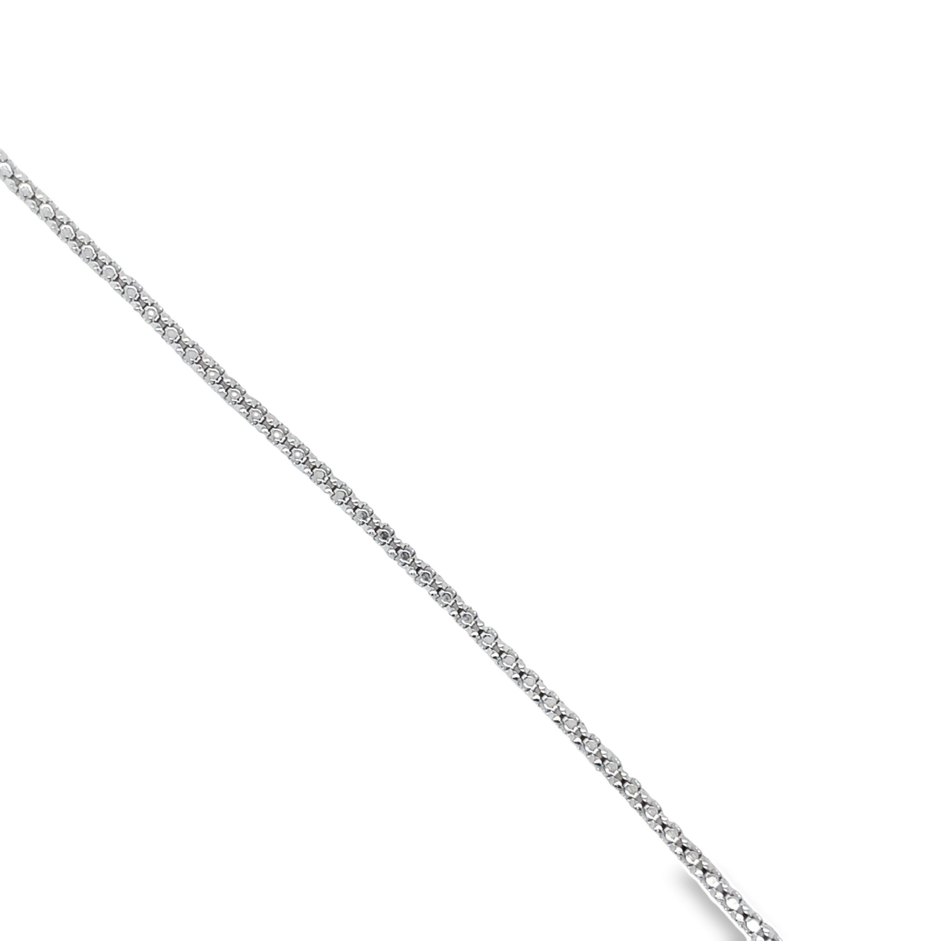 Indulge in the luxury of our Stella Bracelet, crafted from 14k Italian white gold. The stunning collection has a mesh style, 2.00 mm thickness and a secure lobster clasp for effortless wear. From our Stella Millano Italian Jewelry, this bracelet is sure to be a timeless and elegant addition to any outfit.