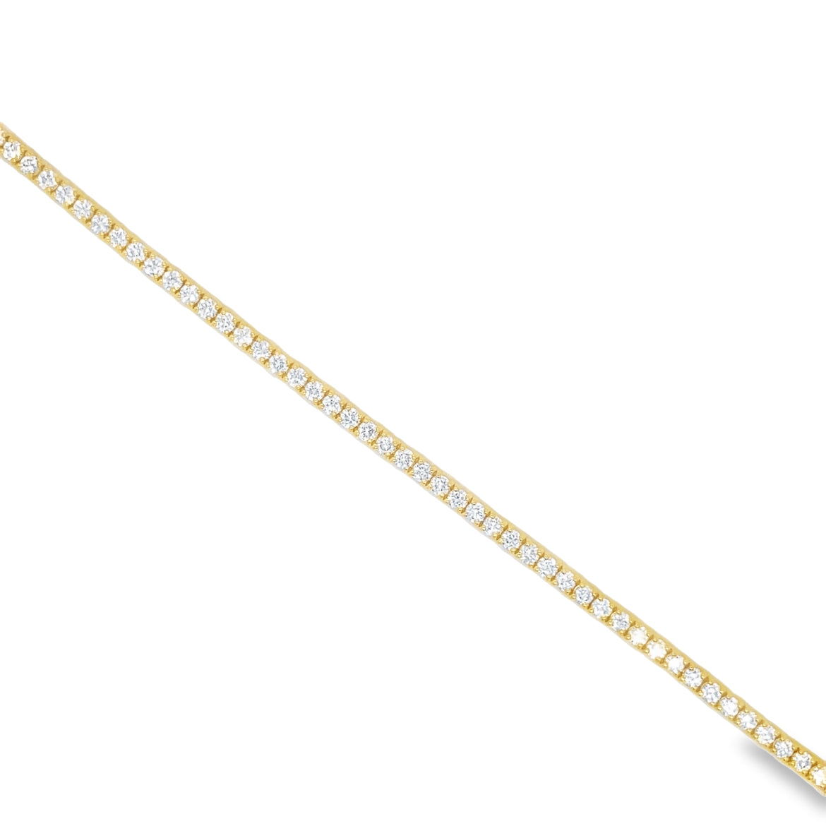 Diamond Line Tennis Bracelet 3.03 cts set in Yellow Gold Top view