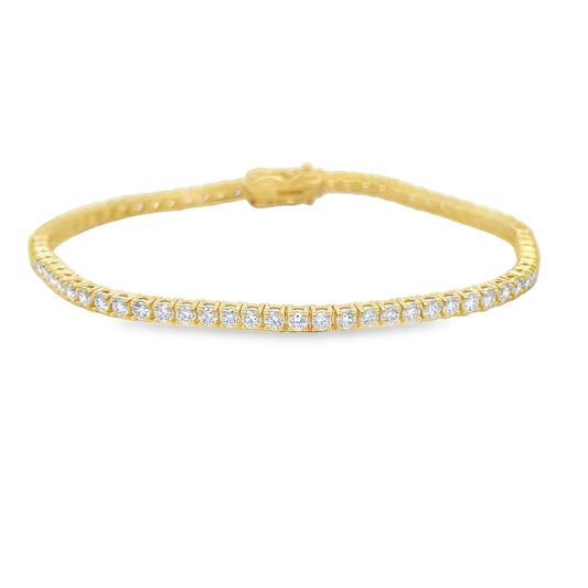 Diamond Line Tennis Bracelet 3.03 cts set in Yellow Gold Top view 