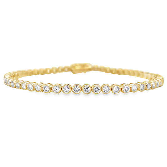 Bezel Diamond Tennis Bracelet 2.92 cts Front View