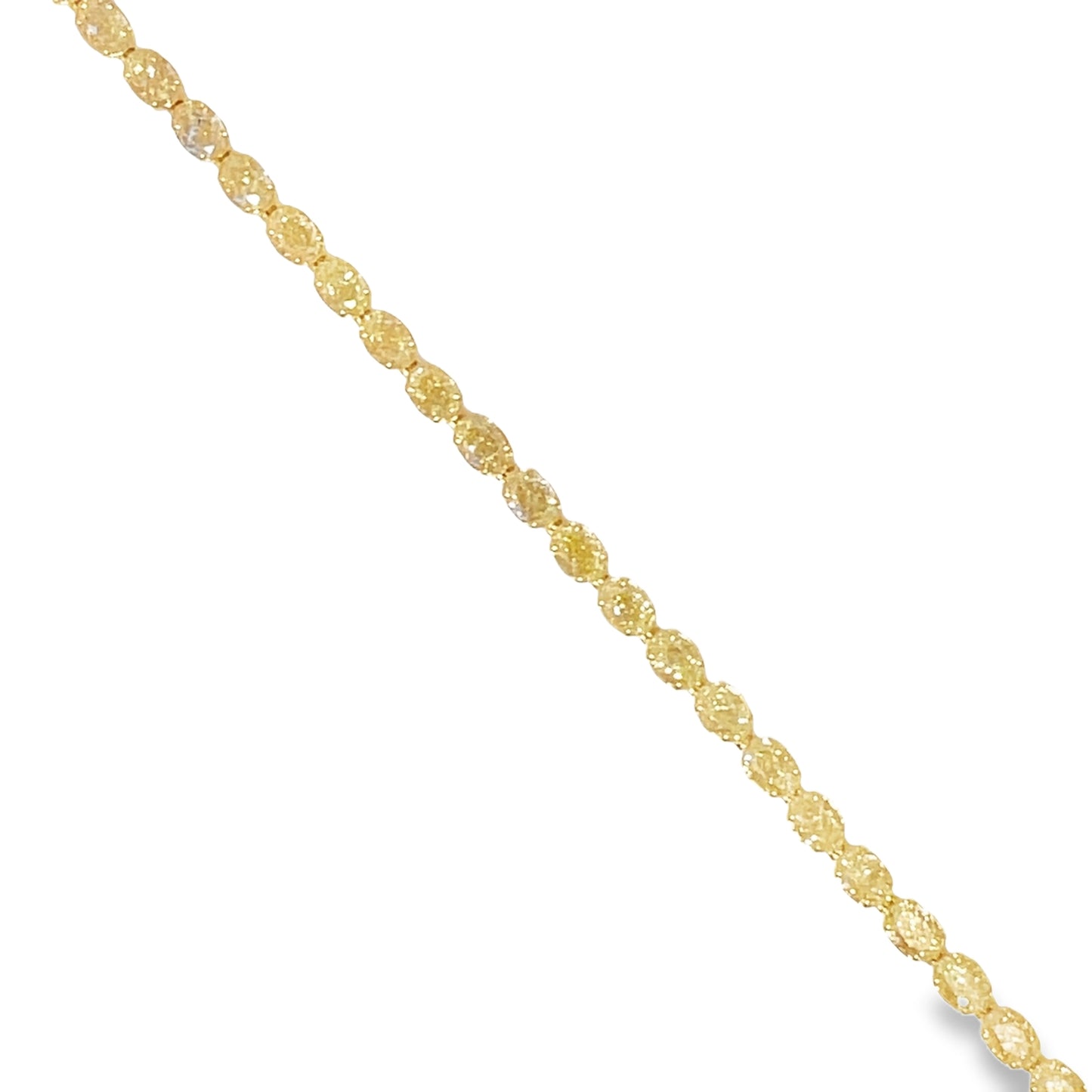 Top view of Fancy Yellow Diamond Oval Shape Line Bracelet