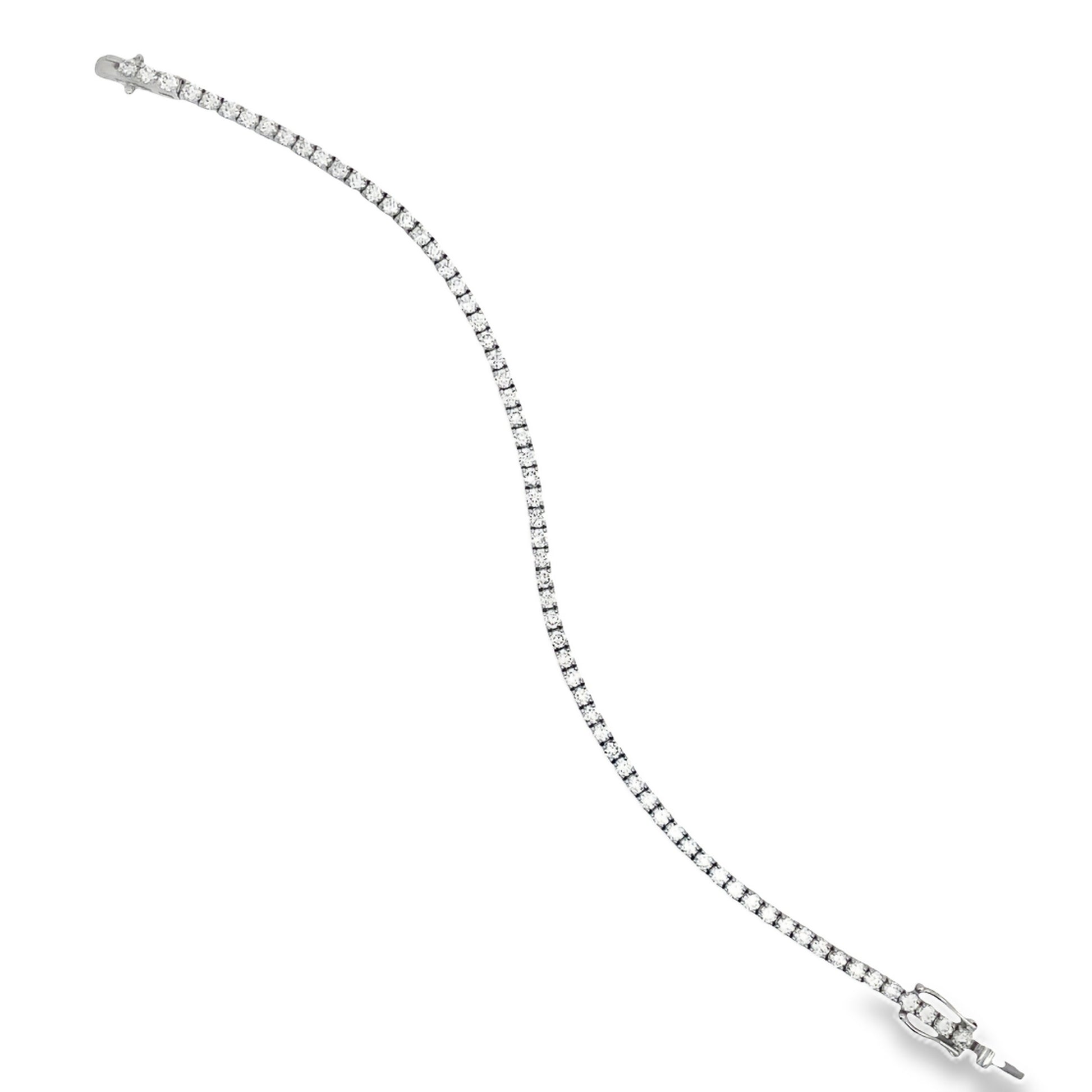 Top view of 14k White Gold Diamond Line Tennis Bracelet 3.47 cts