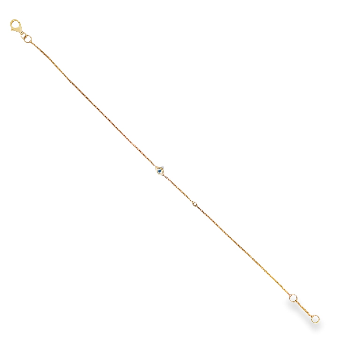 Top view of Enamel Oval Evil Eye Yellow Gold Bracelet