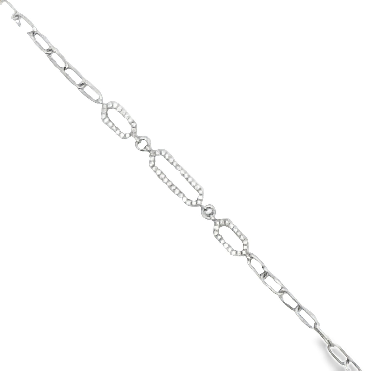 Top view of Diamond Open Link White Gold Bracelet 