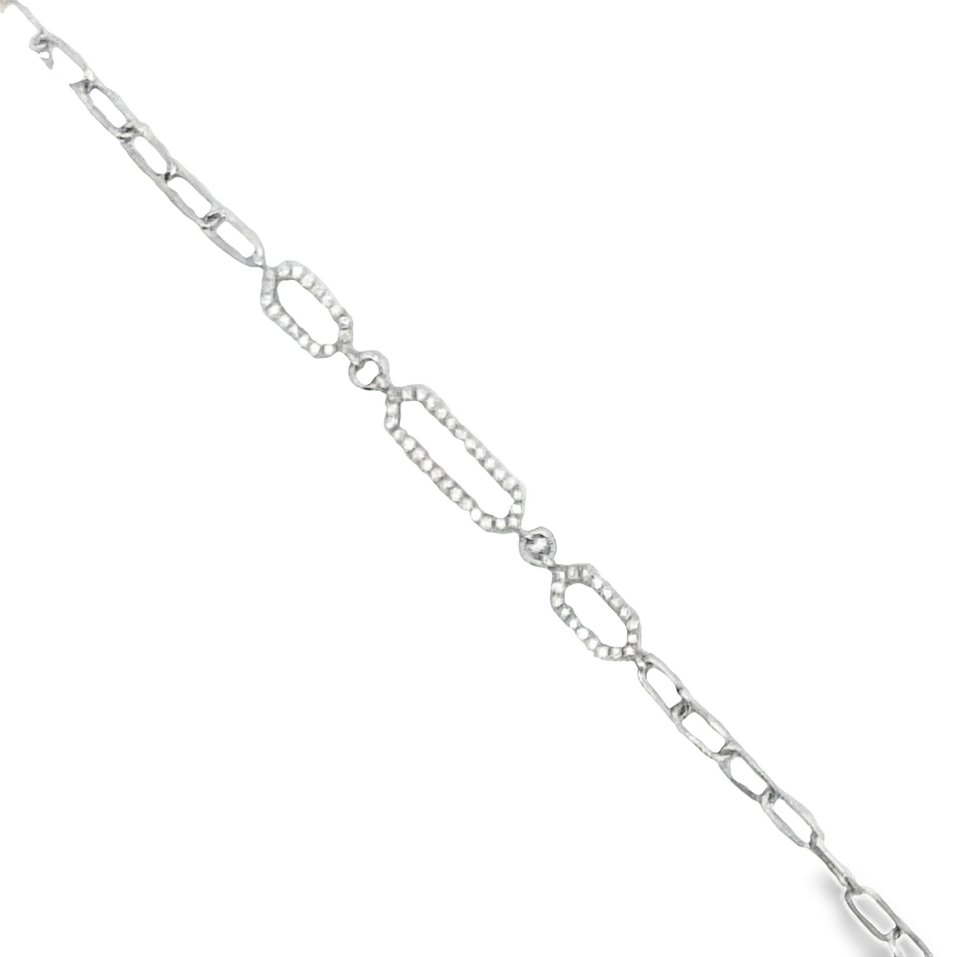 Top view of Diamond Open Link White Gold Bracelet 