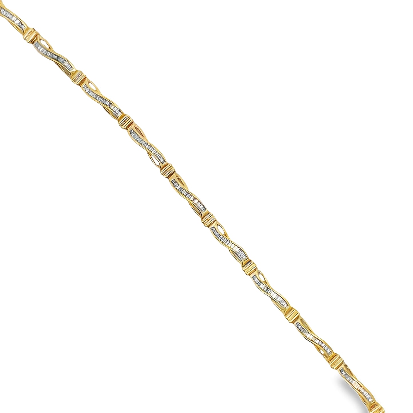 Top view of Estate 14k Baguette Diamond Line Bracelet 