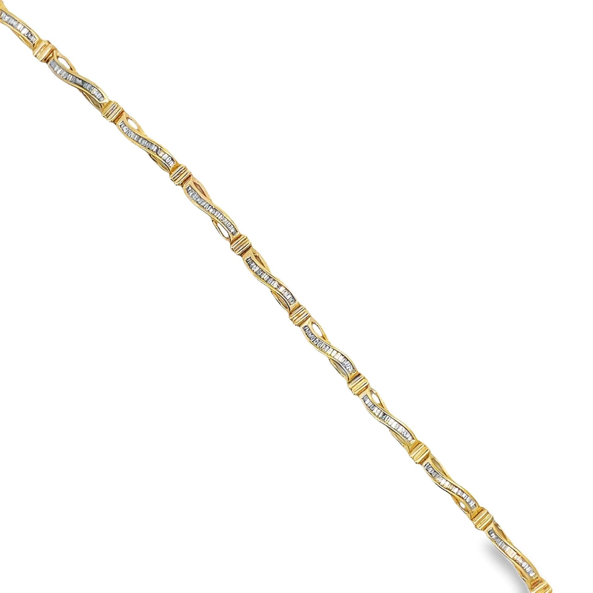 Top view of Estate 14k Baguette Diamond Line Bracelet 