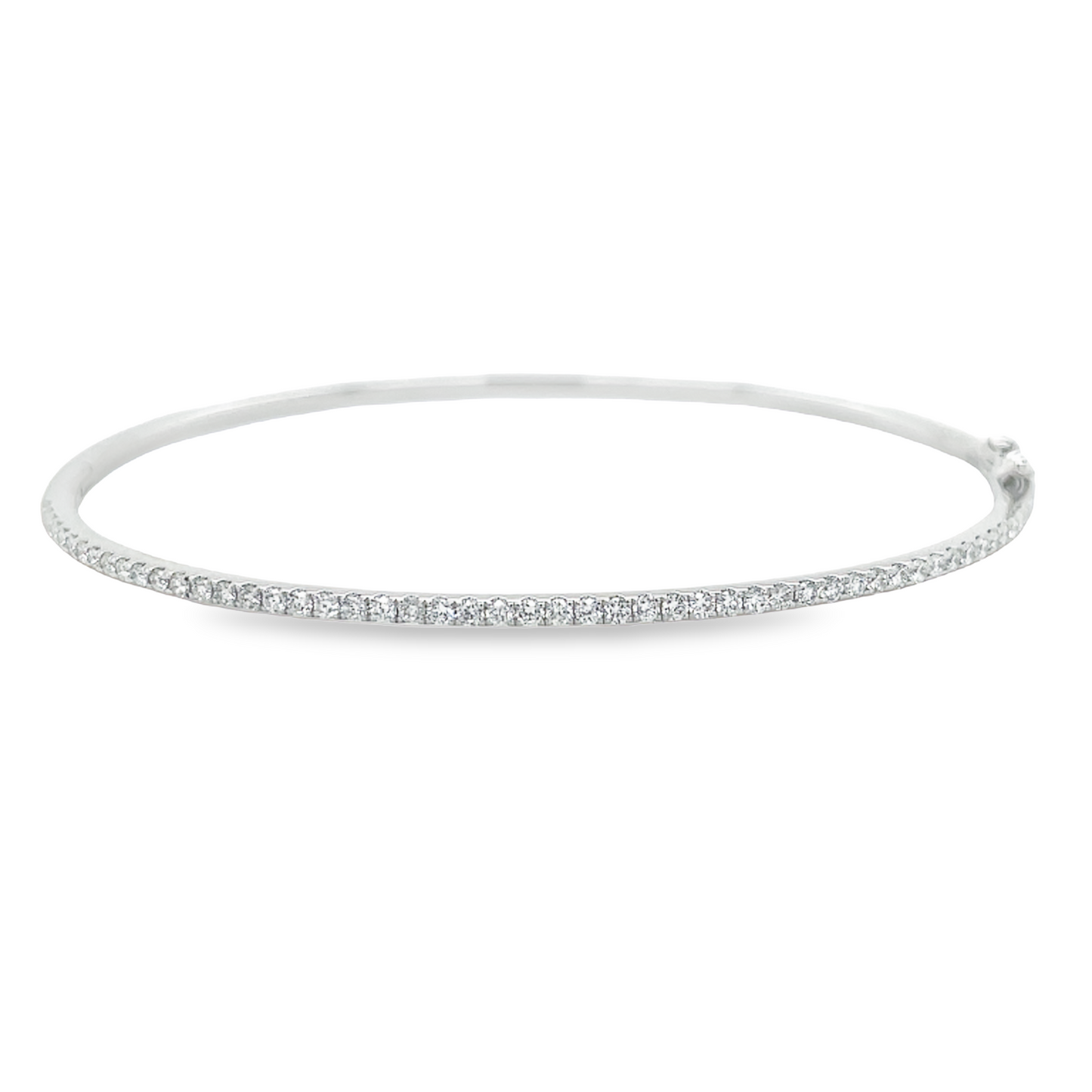 Top view of 18K Dainty Diamond Bangle Bracelet 0.50 cts White Gold