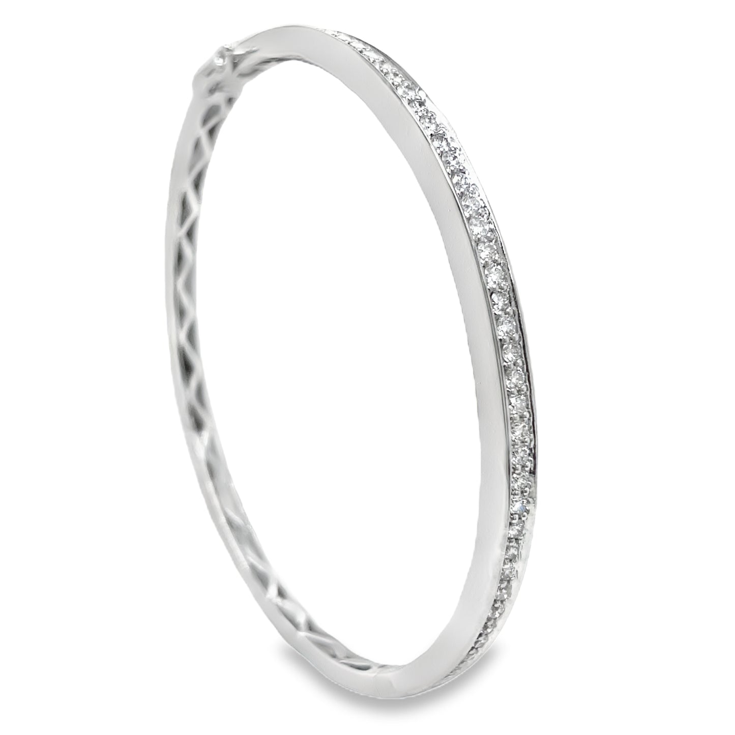 White Diamond Bangle Channel Bracelet 2.00 cts Side view 
