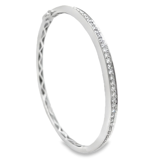 White Diamond Bangle Channel Bracelet 2.00 cts Side view 