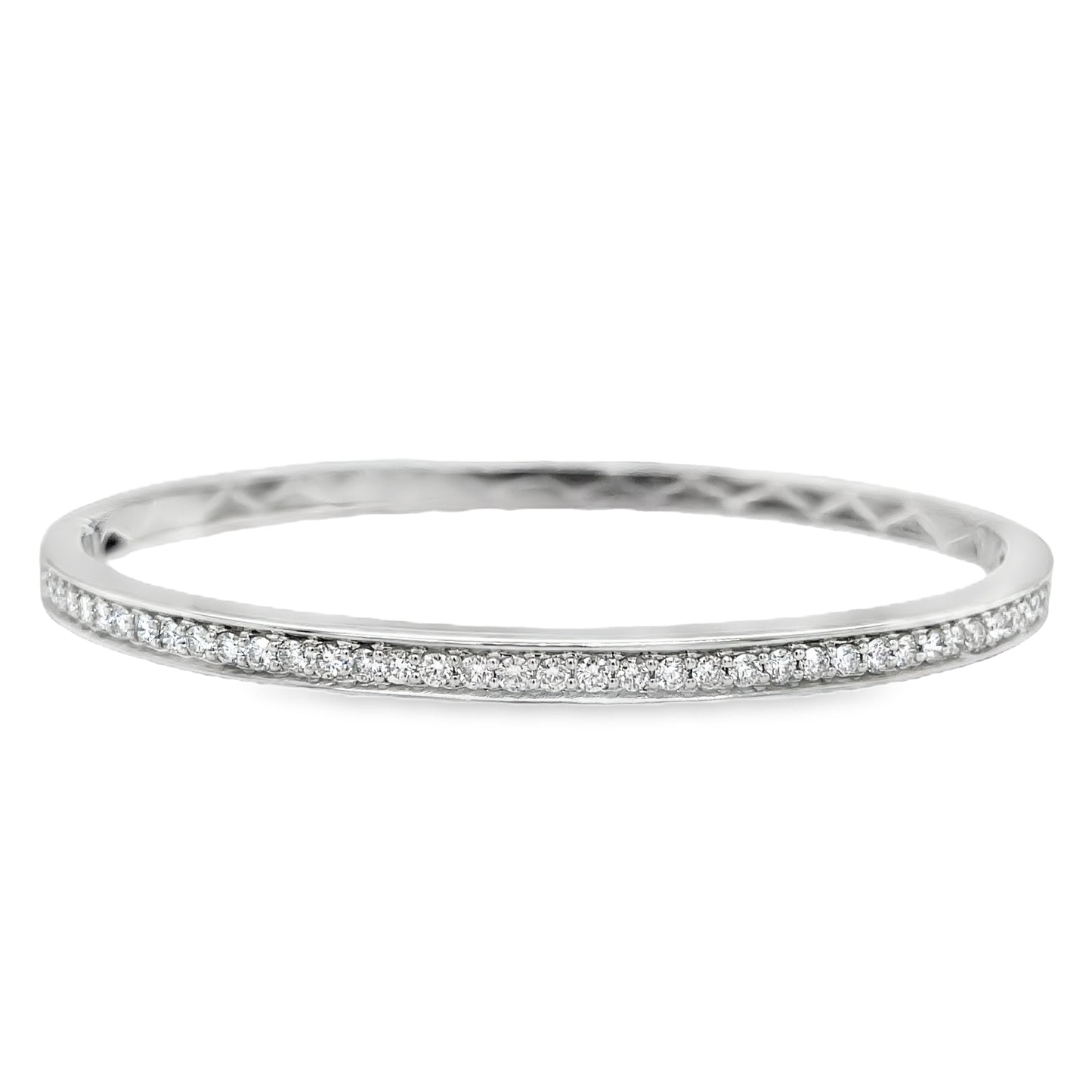 White Diamond Bangle Channel Bracelet 2.00 cts Front view 