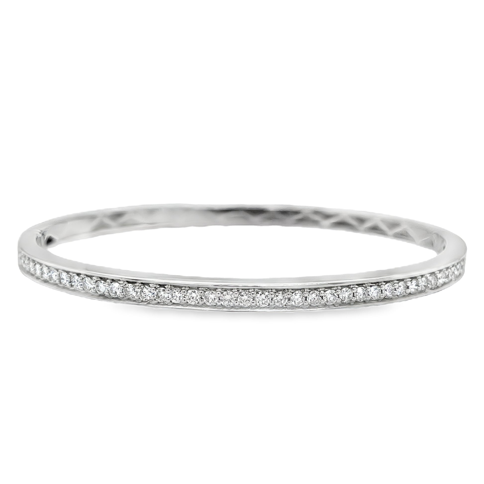 White Diamond Bangle Channel Bracelet 2.00 cts Front view 