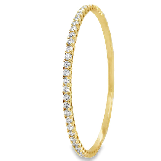 Diamond Flexible Yellow Gold Bangle 2.25 cts Side view 