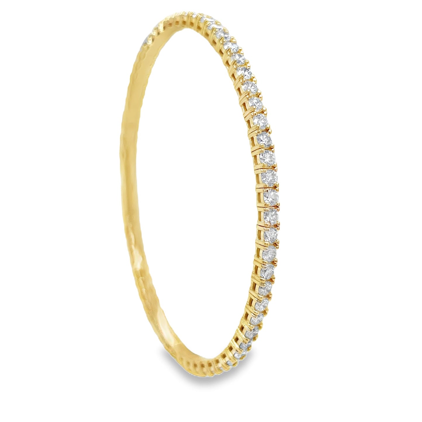 Diamond Flexible Yellow Gold Bangle 2.25 cts Side view 