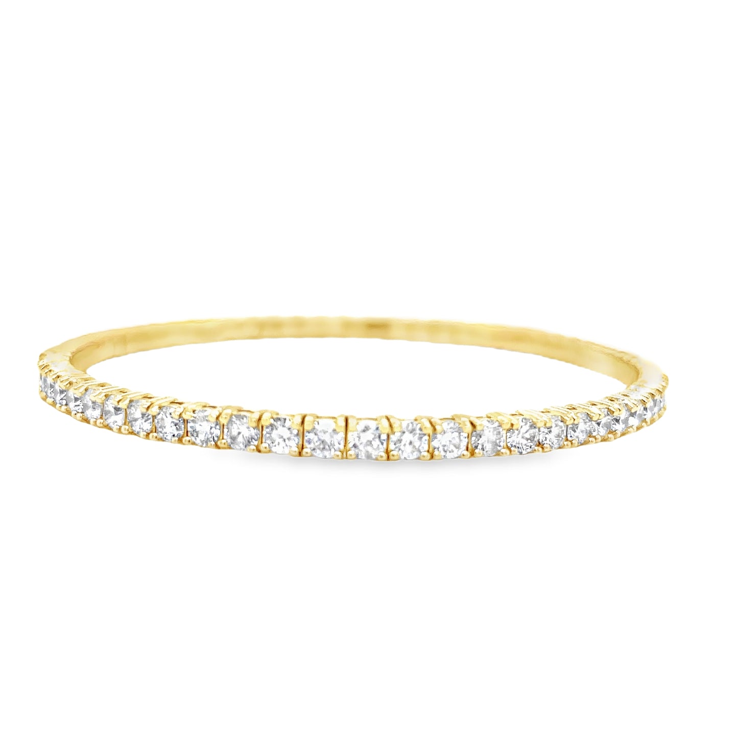 Diamond Flexible Yellow Gold Bangle 2.25 cts Front view 