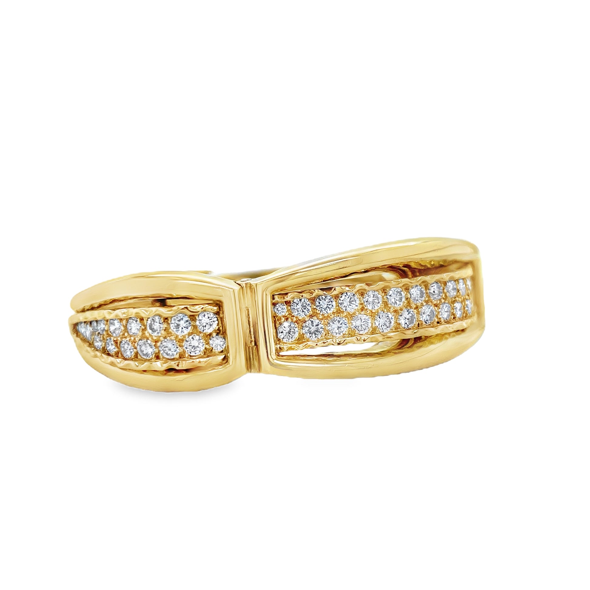 Three Tier Diamond Bangle 18K Yellow Gold Side view 