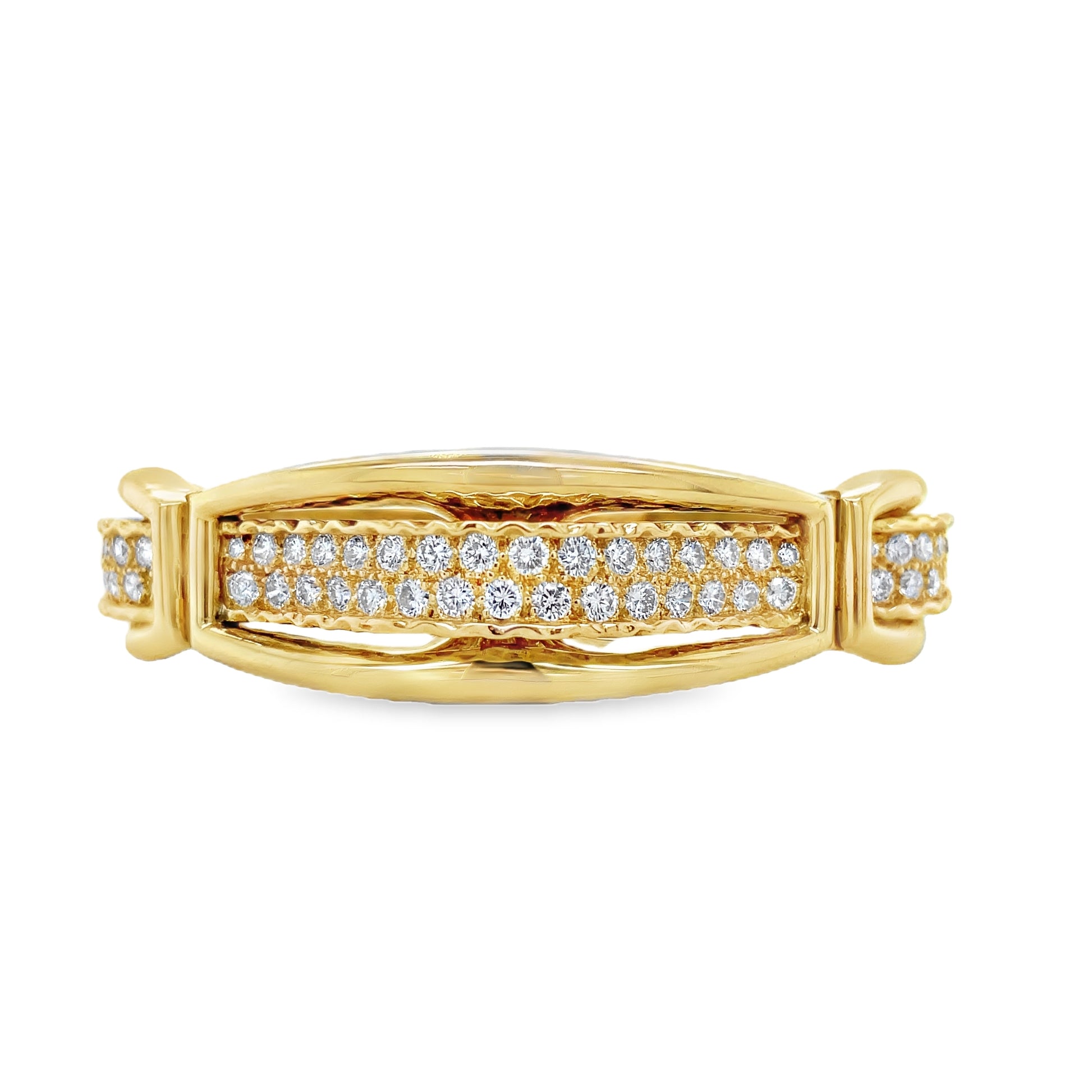 Three Tier Diamond Bangle 18K Yellow Gold Front view