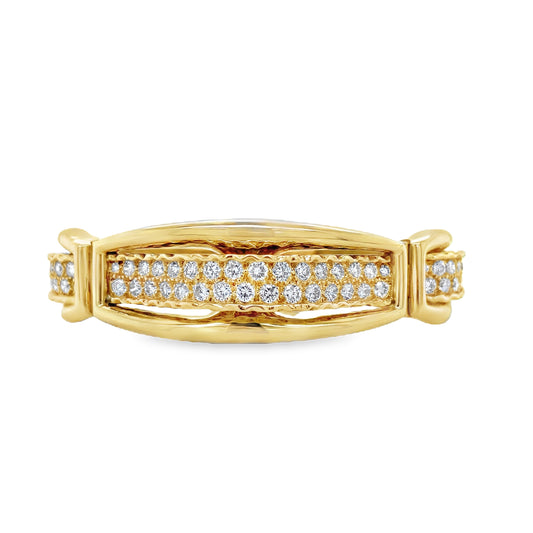 Three Tier Diamond Bangle 18K Yellow Gold Front view