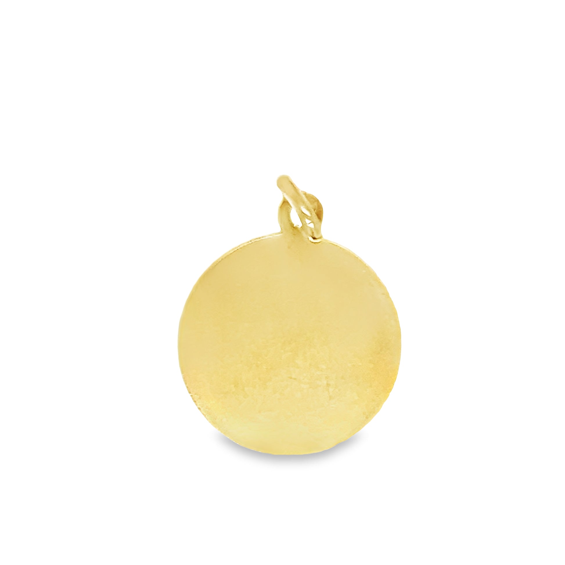 Italian made 14K Yellow Gold Scapulary Round Pendant 17.00 mm Back View