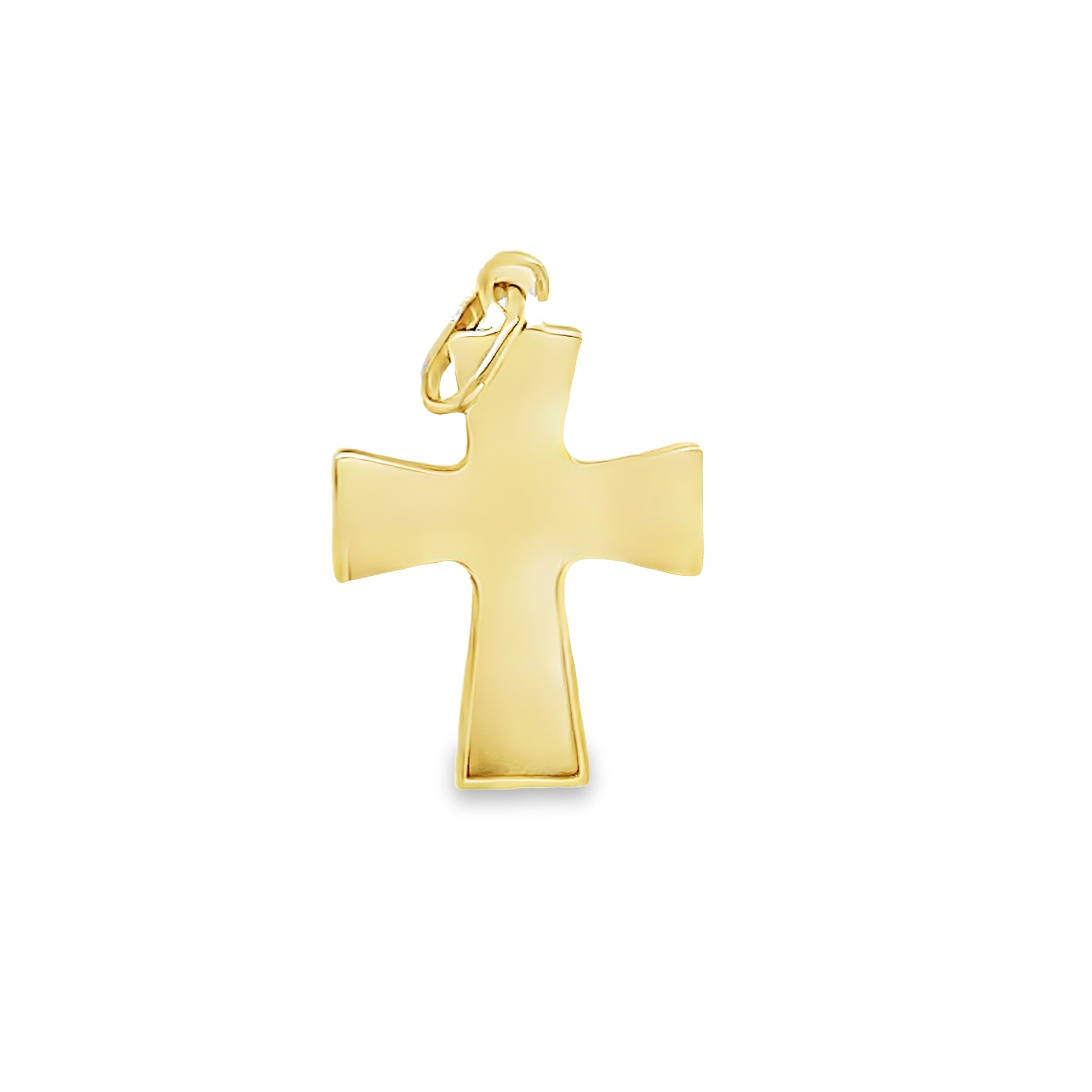 Italian 14k Solid Yellow Gold Cross Pendant Front view