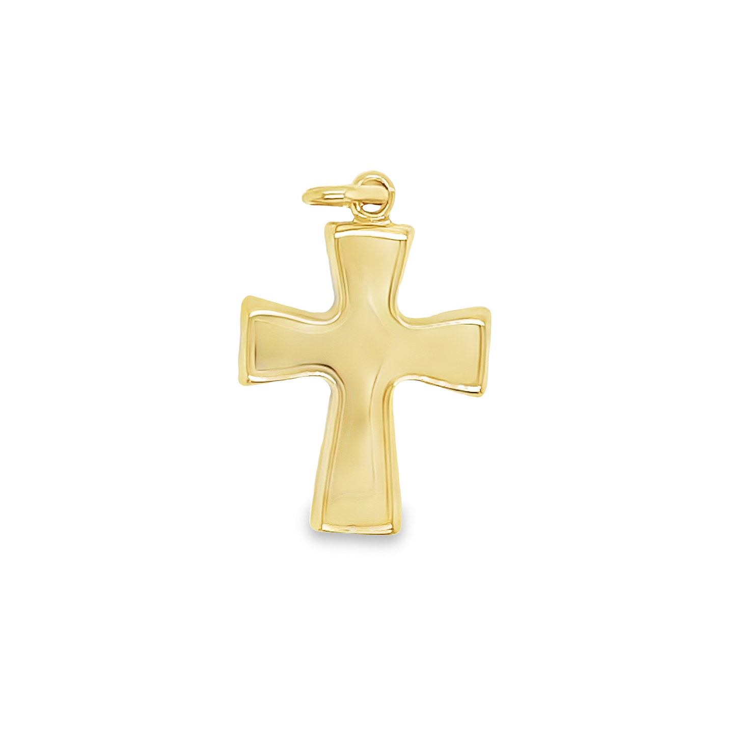 Italian 14k Solid Yellow Gold Cross Pendant Front view