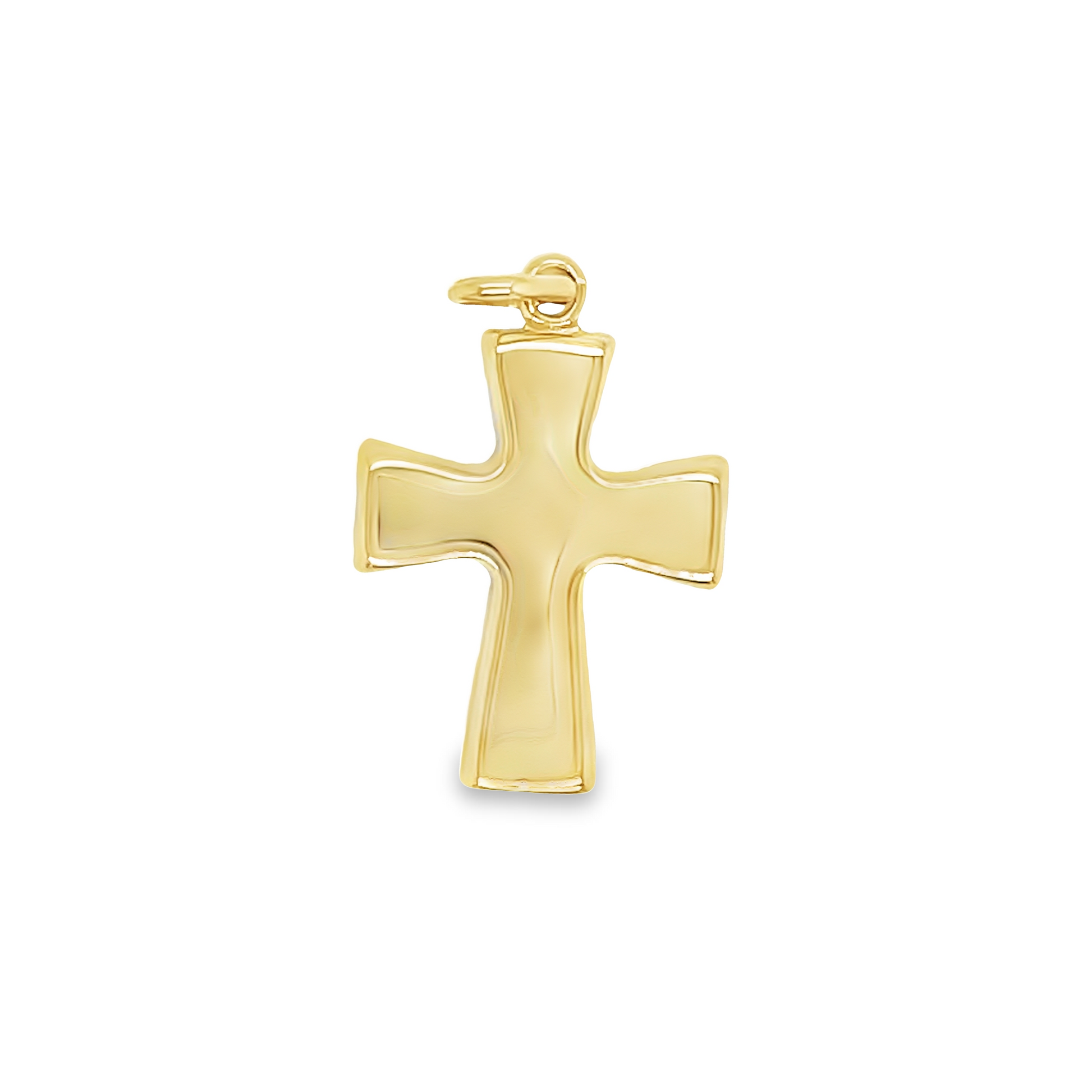 Italian 14k Solid Yellow Gold Cross Pendant Front view