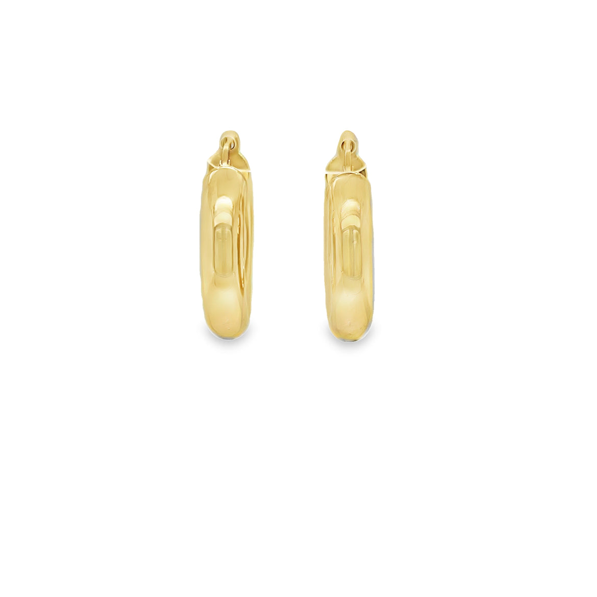 Round 14K Yellow Gold 6 mm Hoop Earrings Front view