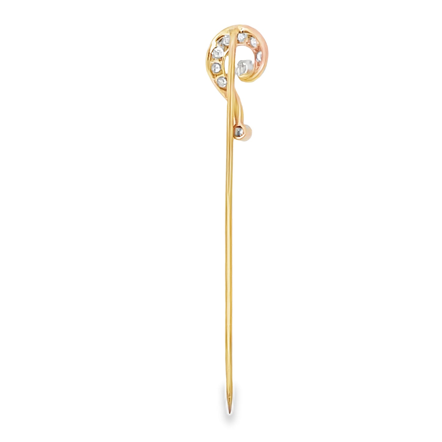 Estate 14k Two Tone Gold Diamond Musical Note Pin