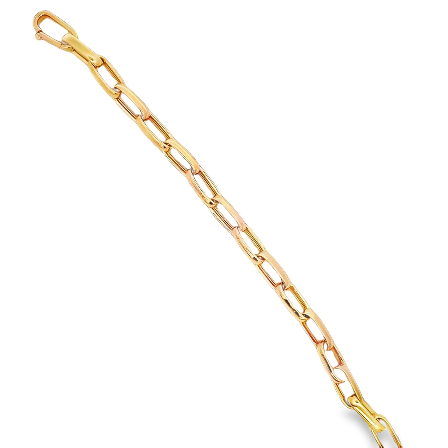 Top view of 18K Italian Made Yellow Gold Solid Open Link Bracelet 8"