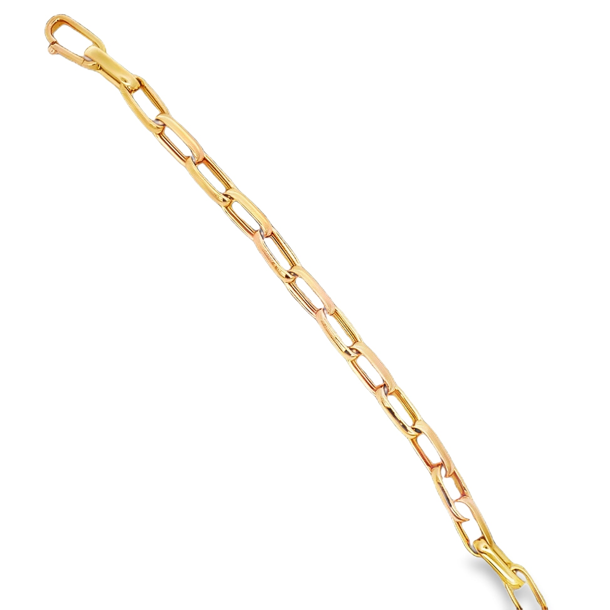 Top view of 18K Italian Made Yellow Gold Solid Open Link Bracelet 8"