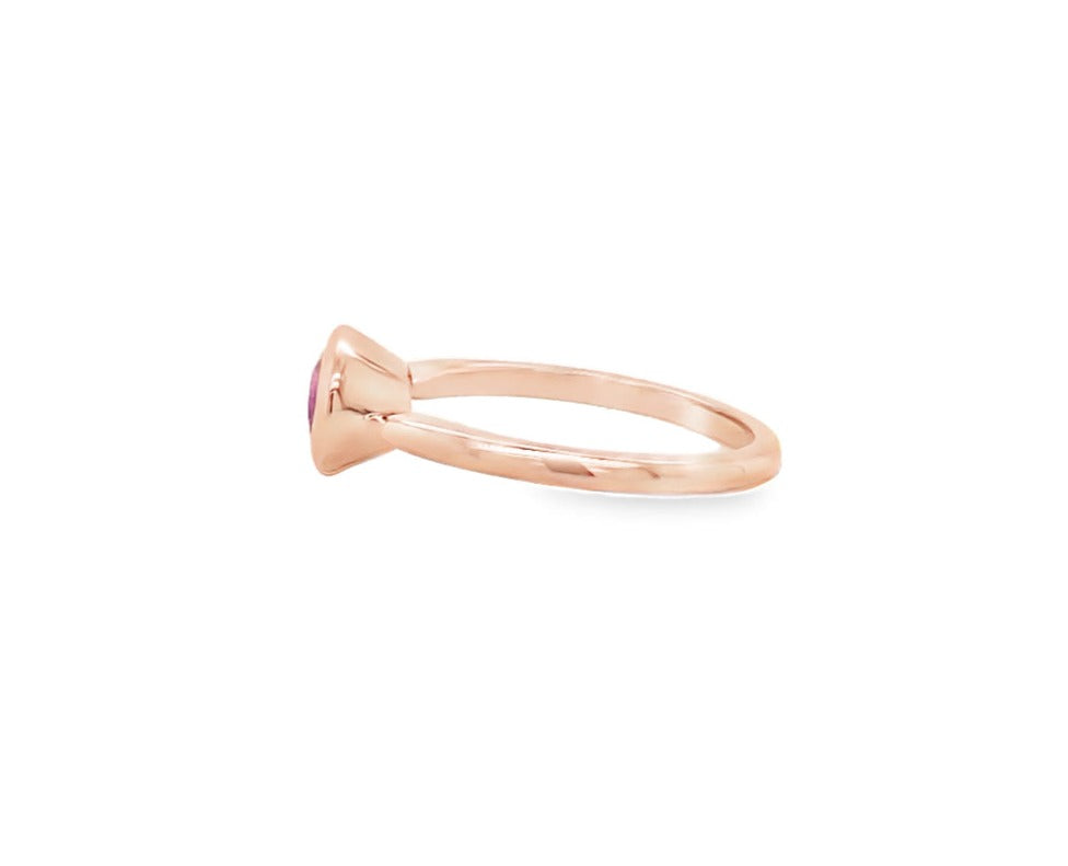 Side view of 14k Rose Gold Pink Ceylon Oval Sapphire Ring 1.03 cts