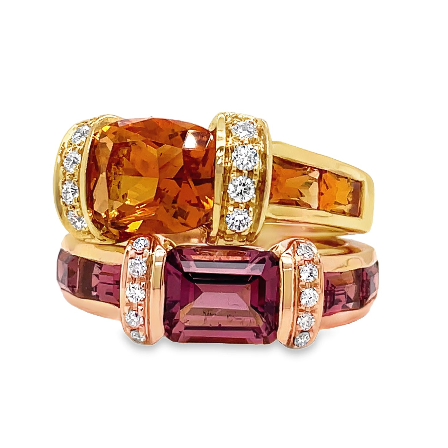 18k Rose Gold Italian Made Pink Tourmaline Fashion Ring Front view