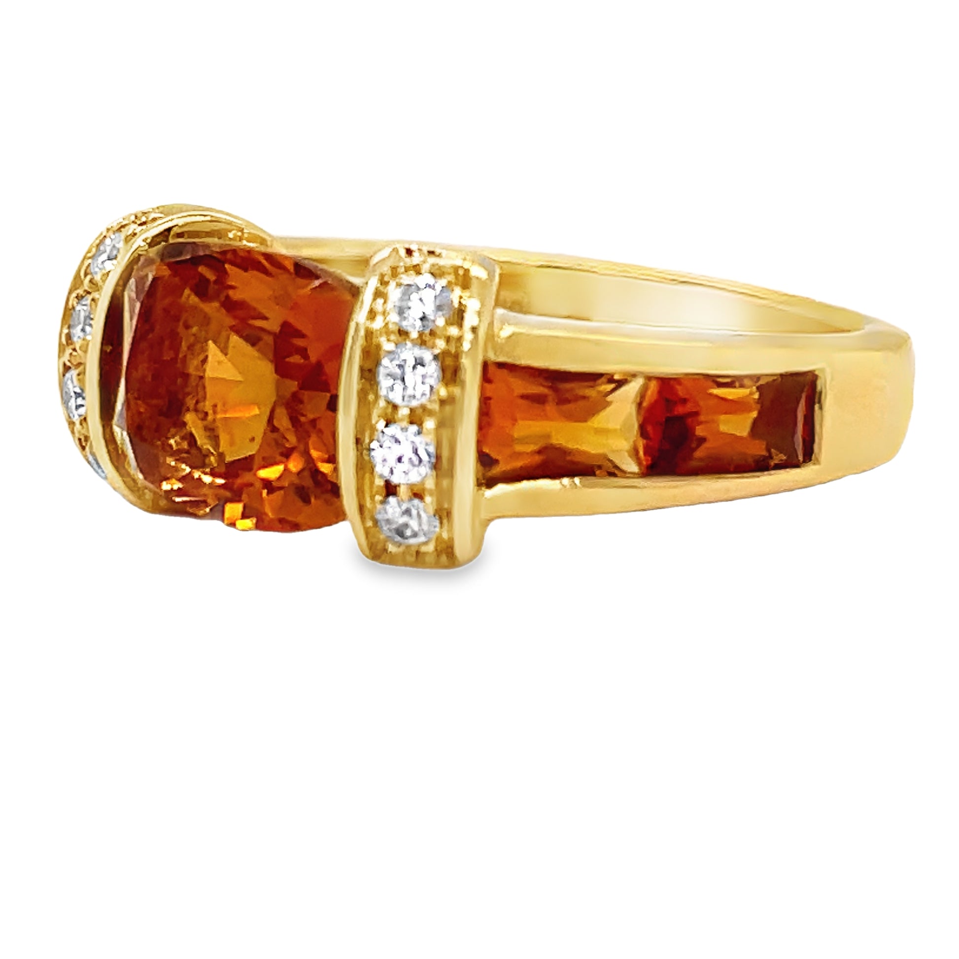 18k Yellow Gold Italian Made Citrine Fashion Ring Side view