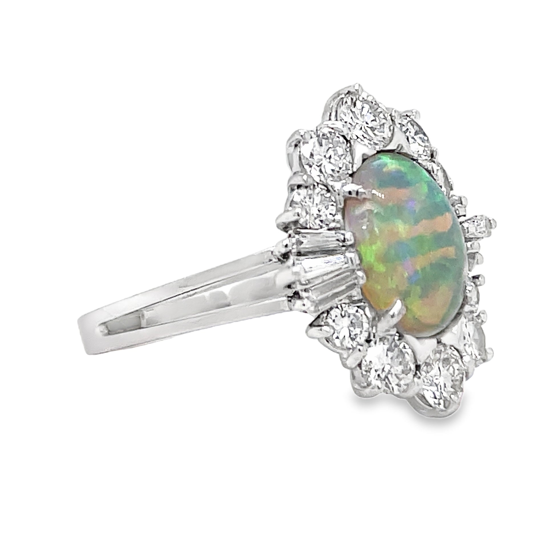 Estate Diamond Opal Ring Side view