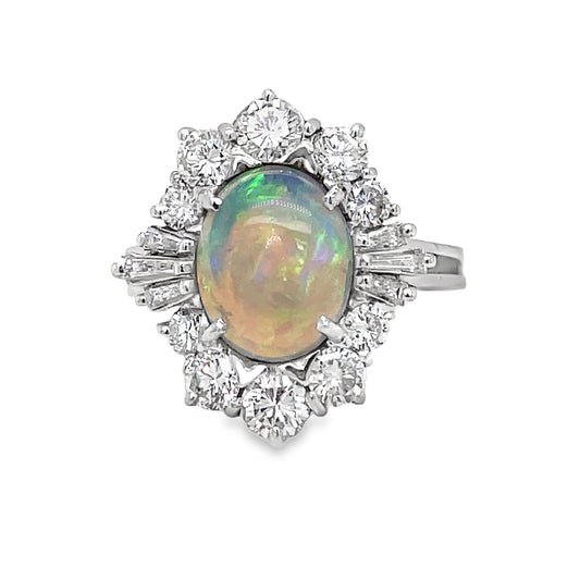 Estate Diamond Opal Ring Front view