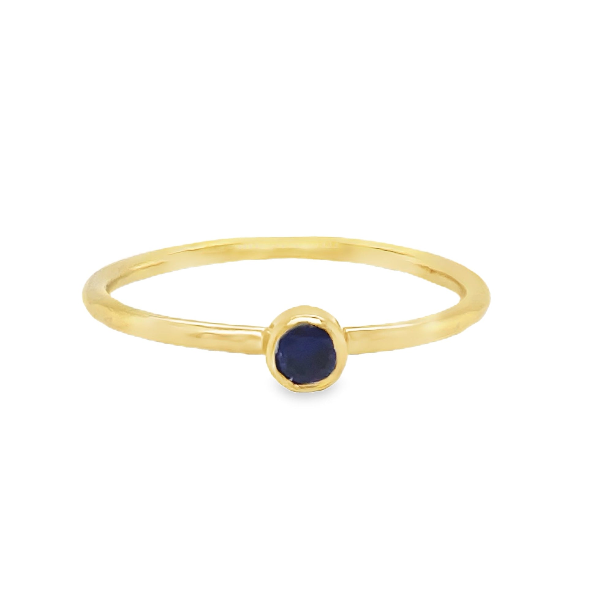 Front view of 18K Dainty Stackable Sapphire Diamond Ring