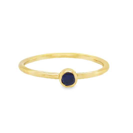 Front view of 18K Dainty Stackable Sapphire Diamond Ring