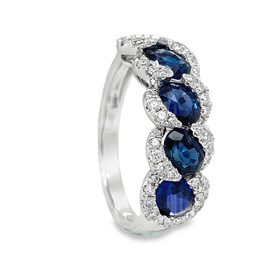 Oval Sapphire & Diamond Ring Side view 
