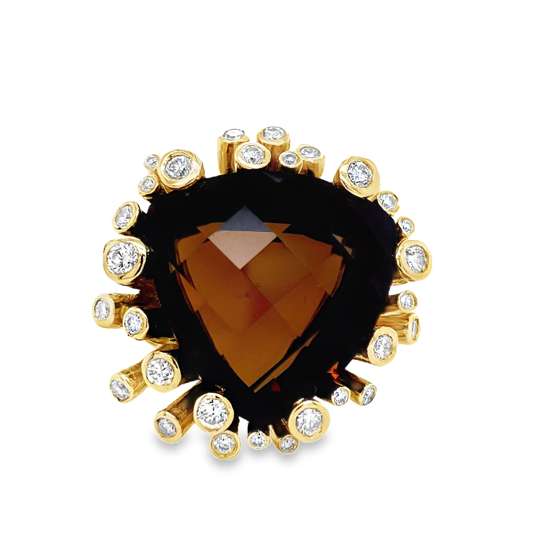 Smoky Topaz & Diamond Cocktail Ring Front view 