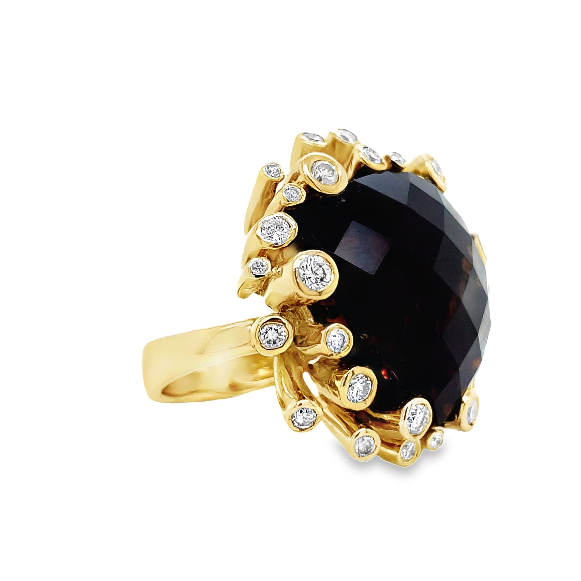 Smoky Topaz & Diamond Cocktail Ring Profile View