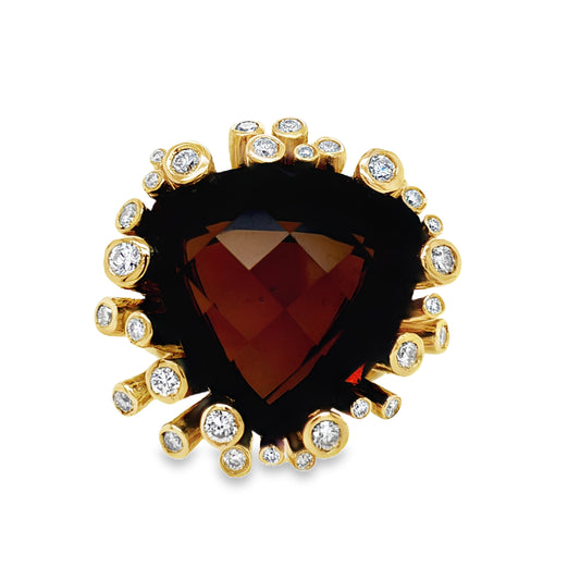 Smoky Topaz & Diamond Cocktail Ring Front view 