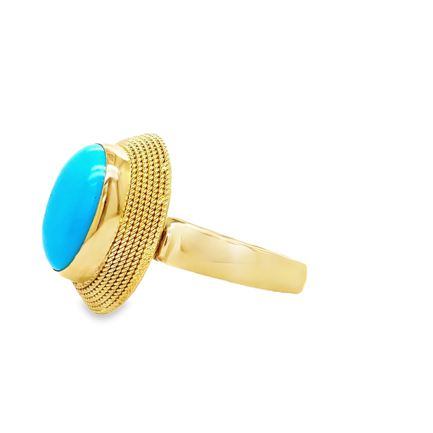 18k Italian Made Turquoise Cabochon Ring Profile View
