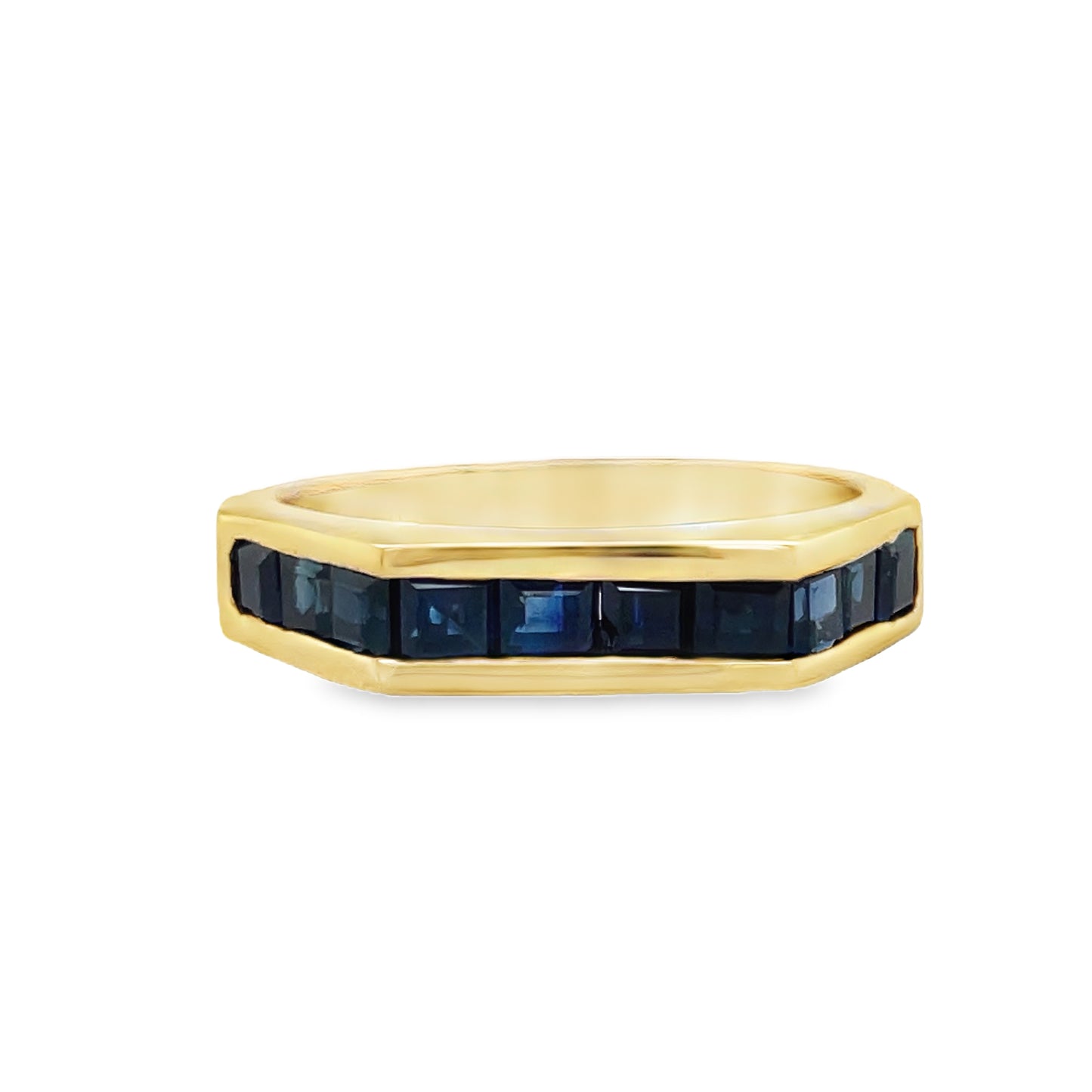 Front view of 18k Yellow Gold Estate Stackable Sapphire Ring