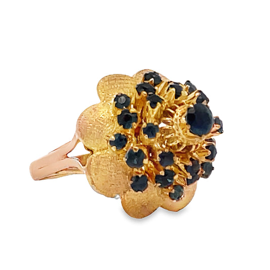 Side view of Estate Sapphire Yellow Gold Ring