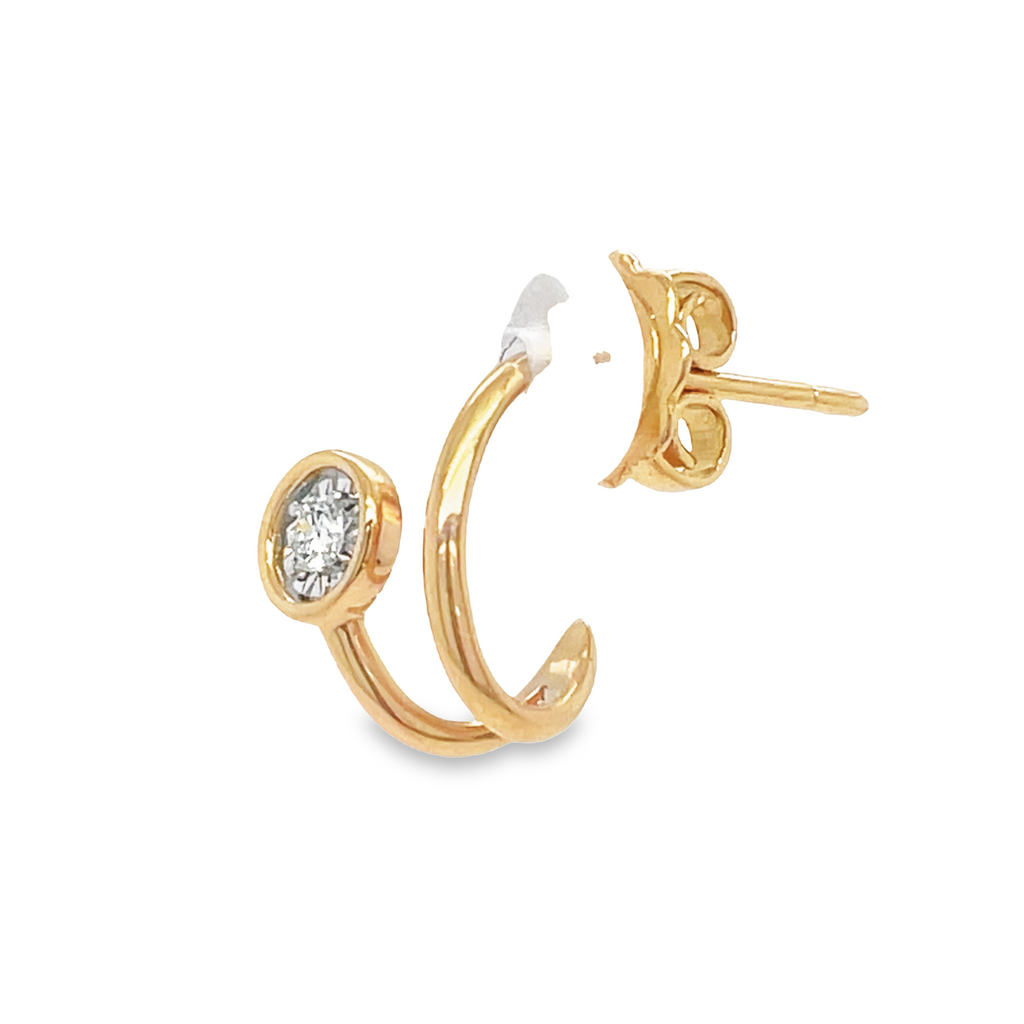 Add a subtle hint of sparkle to any ensemble with these beautiful Round Diamonds Solitaire Twisted Huggie Earrings. Each earring features an expertly cut 0.11 carat round diamond, crafted in 18k rose gold with twisted huggie earrings. These secure friction backs will stay snug and comfortable on your ears all day.