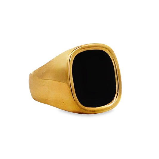Side view of 18k Yellow Onyx Men's Ring 