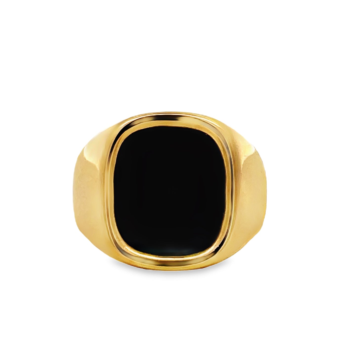Front view of 18k Yellow Onyx Men's Ring 