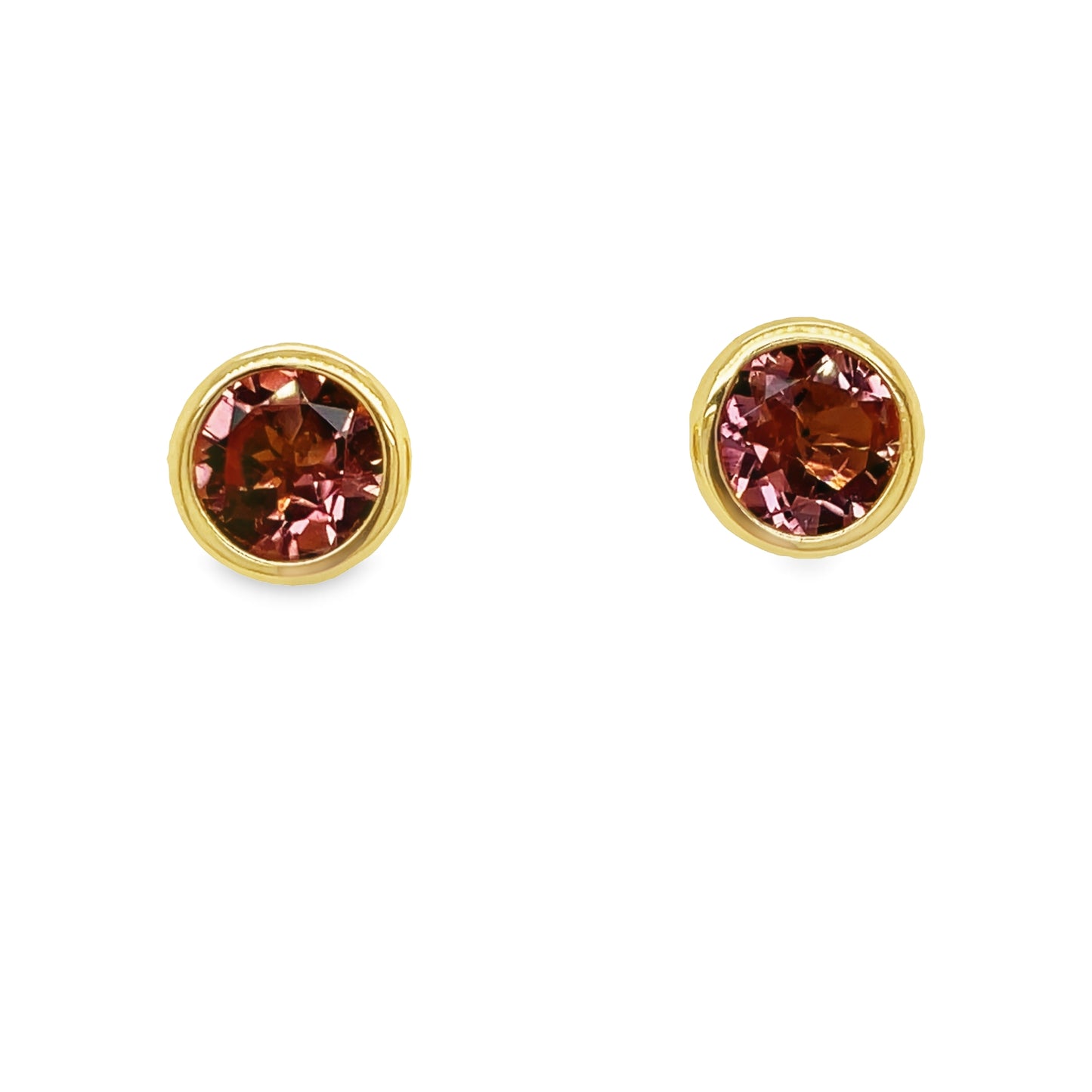 Pink Tourmaline Stud Earrings Front view 