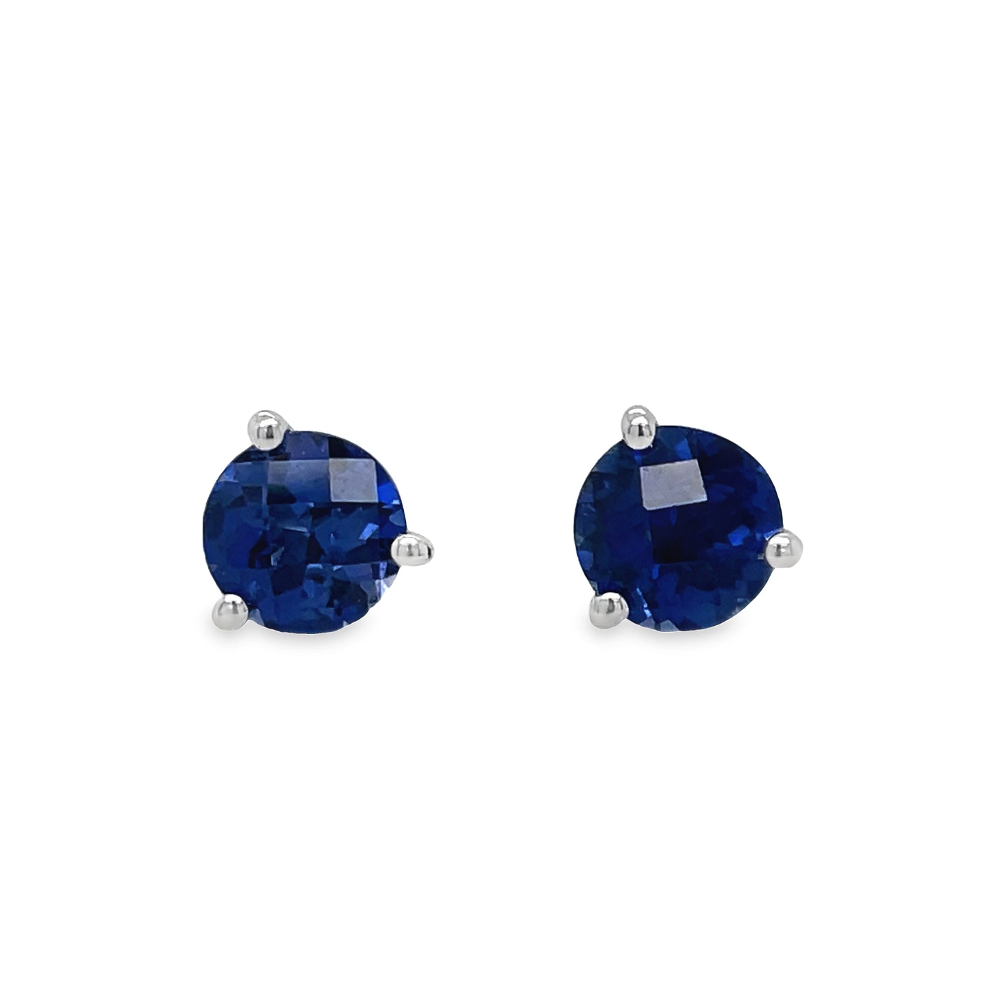 Blue Sapphire Stud Earrings 1.80 cts Front view 